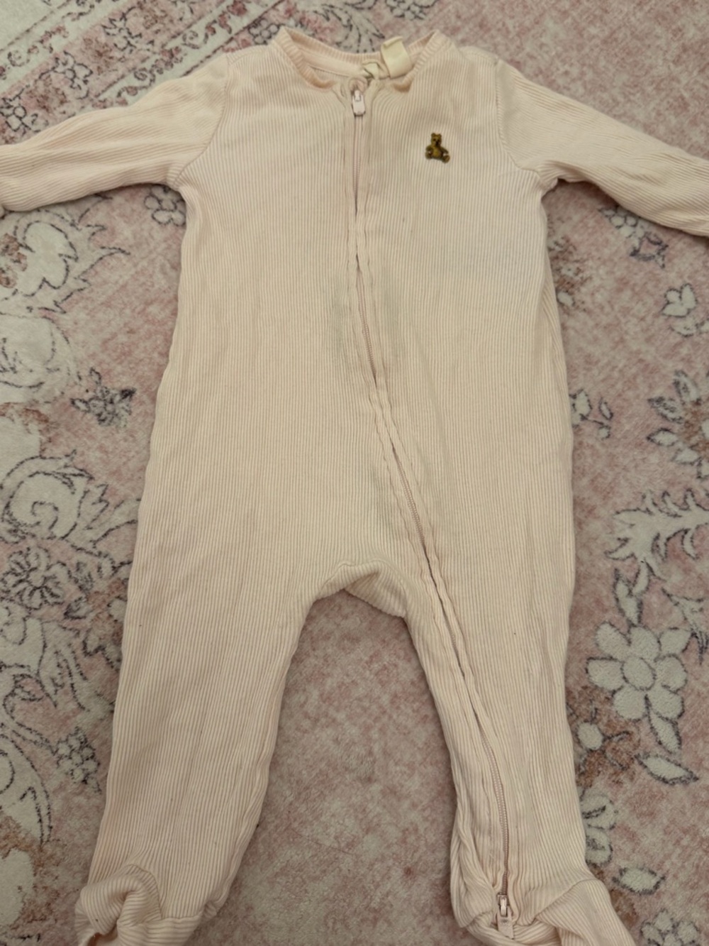 GAP Pink Ruffle Front Footed One-Piece - Picture 2 of 5